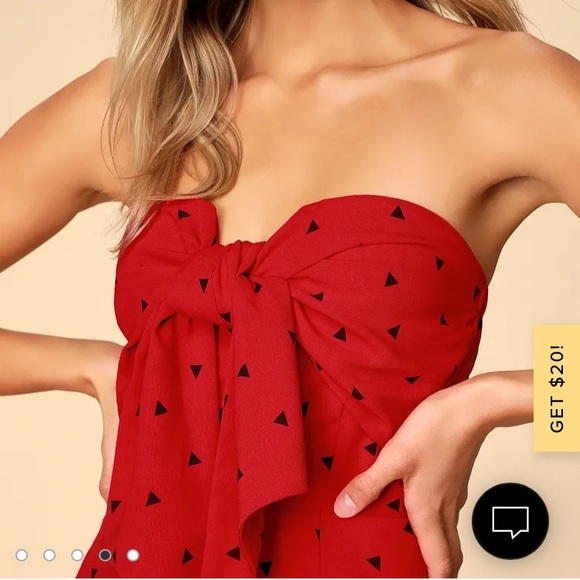 Lulu’s Nectar Red Print Strapless Tie-Front Jumpsuit - Picture 7 of 9